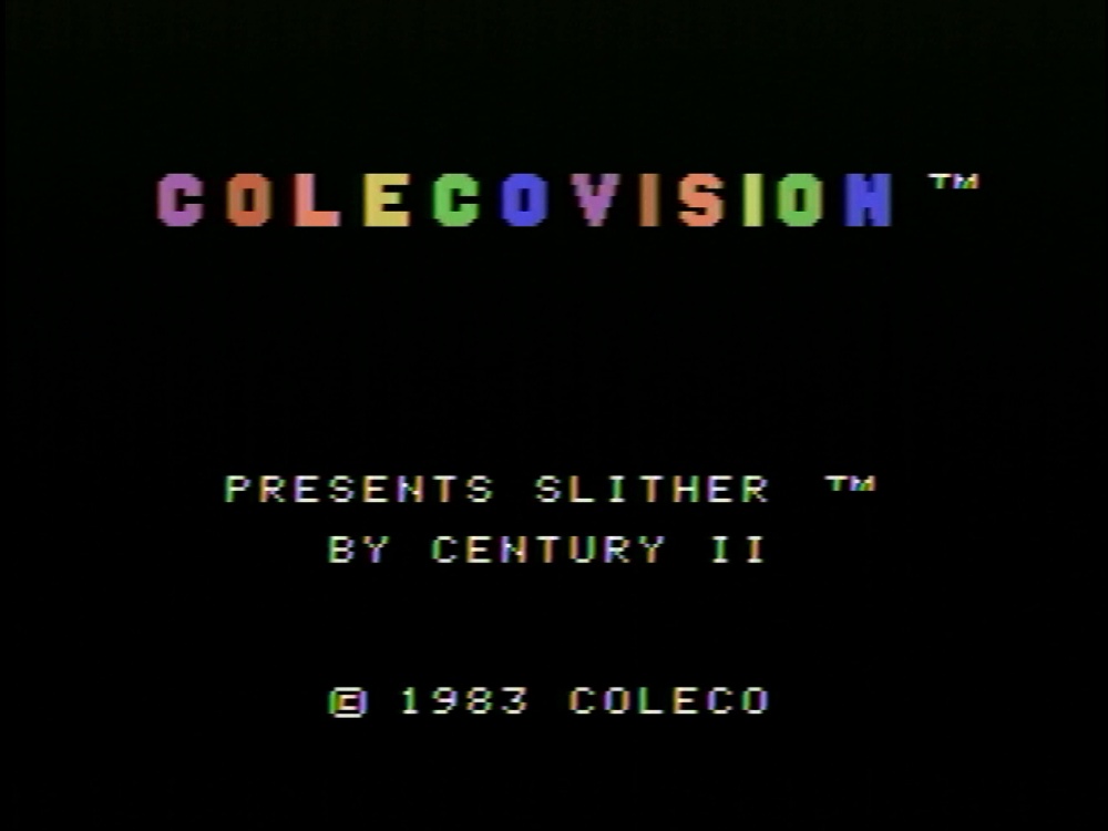 Title Screen of Slither for Colecovision
